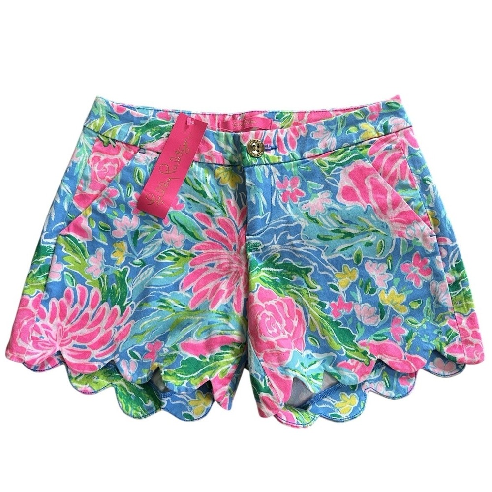 Lilly Pulitzer Buttercup Stretch Shorts Women's Size 00 Blue Bunny Business NWT